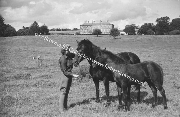 HEADFORD HOUSE  MISS ELIZABETH CLARKE WITH THOROUGHBRED MARES AND FOALS